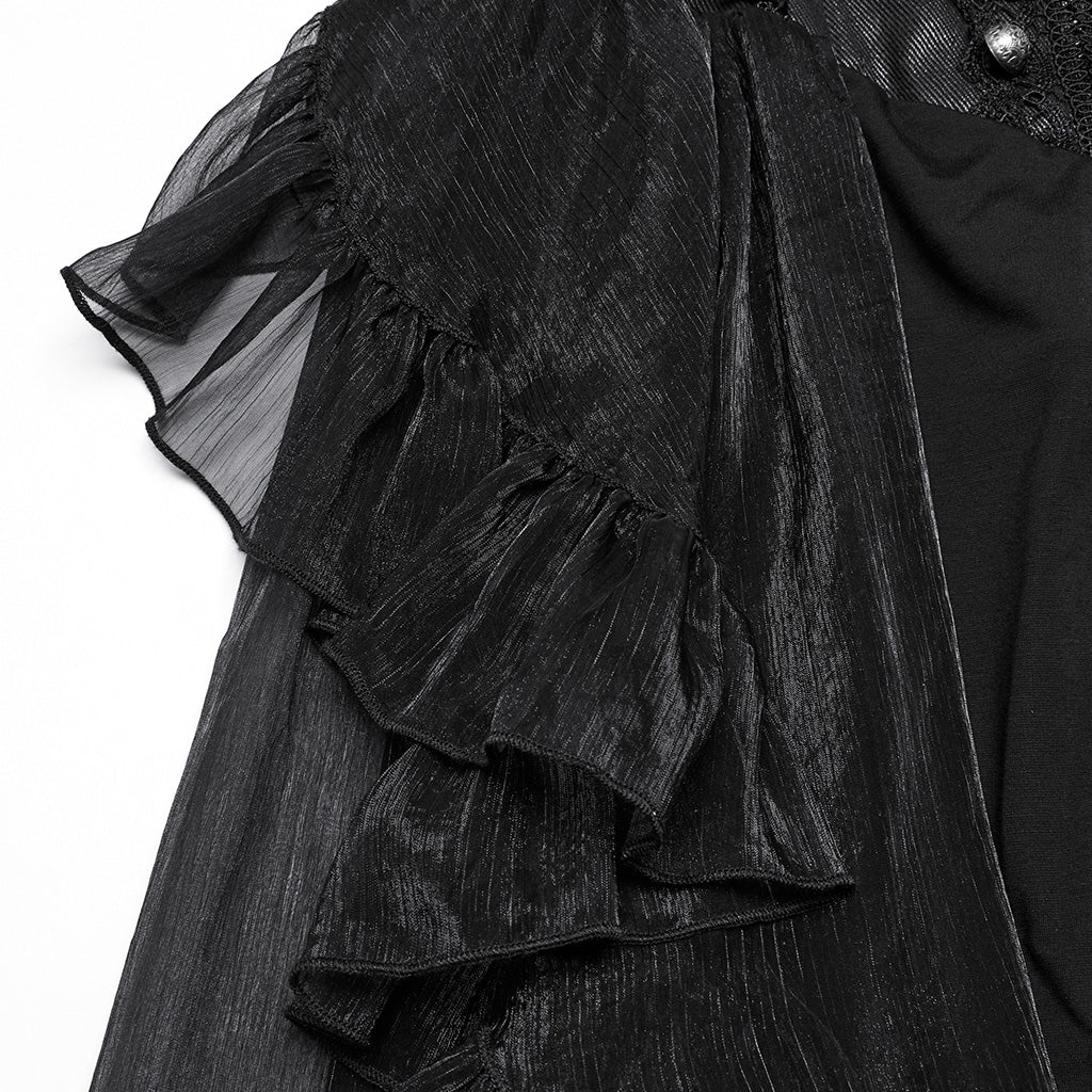 WQ-845BQF Gothic Skirt High Waist Steampunk Ruffled Mesh Maxi Design