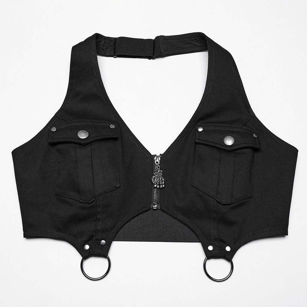 WQ-846LQF Edgy Halter Punk Dresses with Dark Utility Skirt