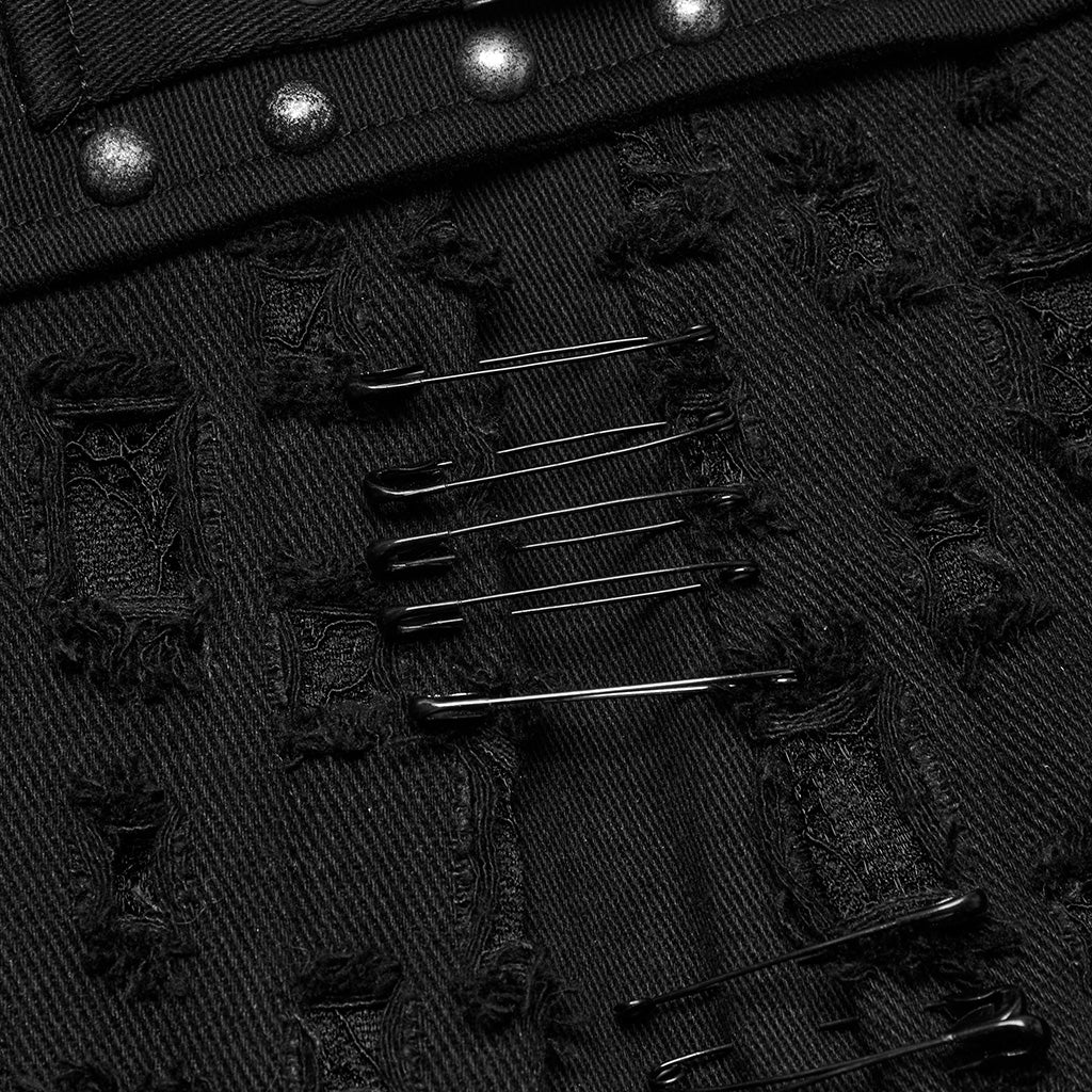 WQ-849DQF Gothic Punk Skirt with Buckles and Studded Details