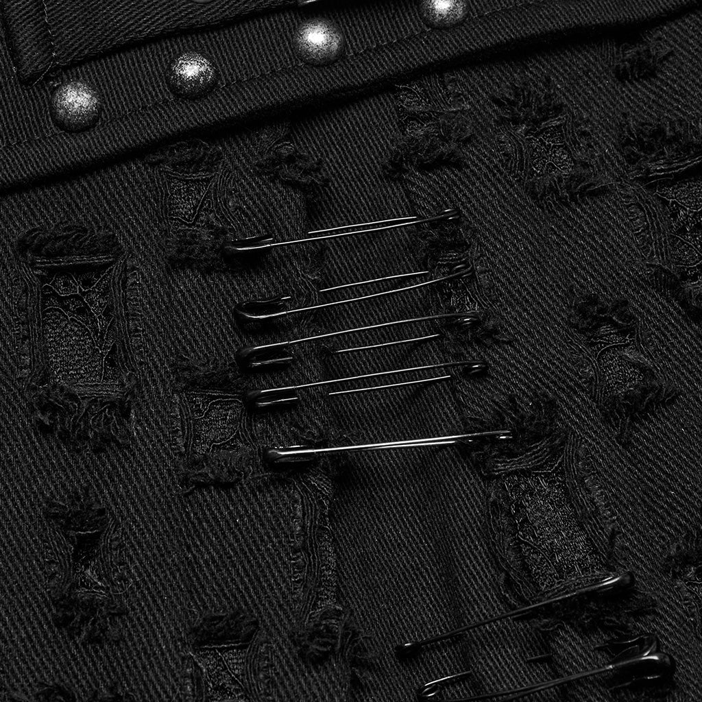 WQ-849DQF Gothic Punk Skirt with Buckles and Studded Details