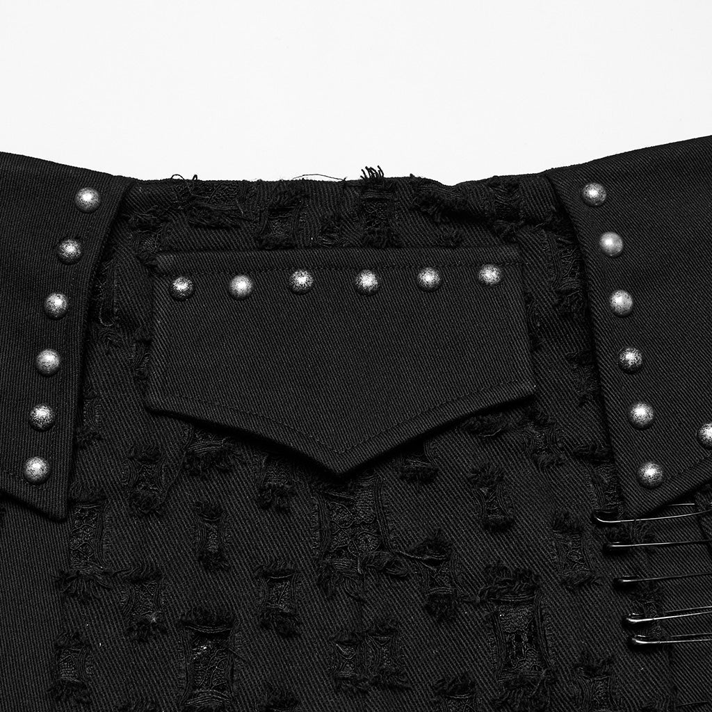 WQ-849DQF Gothic Punk Skirt with Buckles and Studded Details