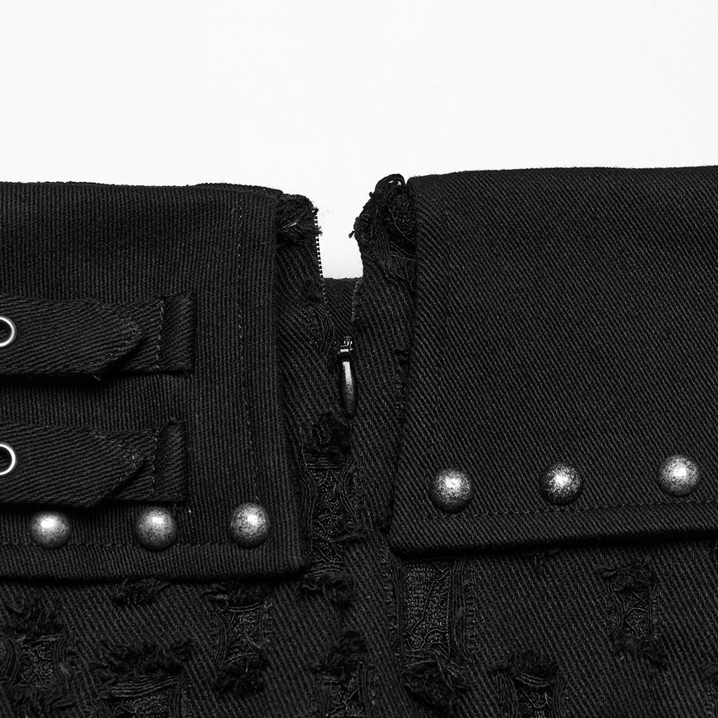 WQ-849DQF Gothic Punk Skirt with Buckles and Studded Details