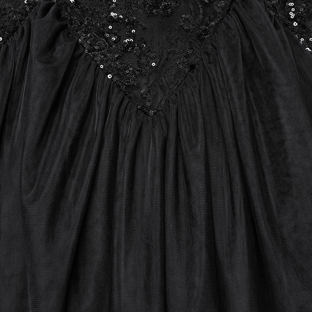 WQ-859LQF Elegant Black Lace Gothic Dress Strapless Floor-Length Gown