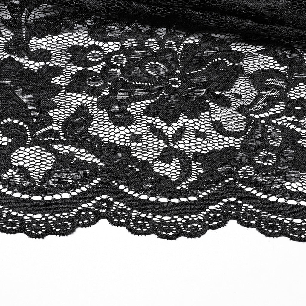 WQ-863BQF Gothic Skirt Lace Overlay Buckle Waist High Slit Design