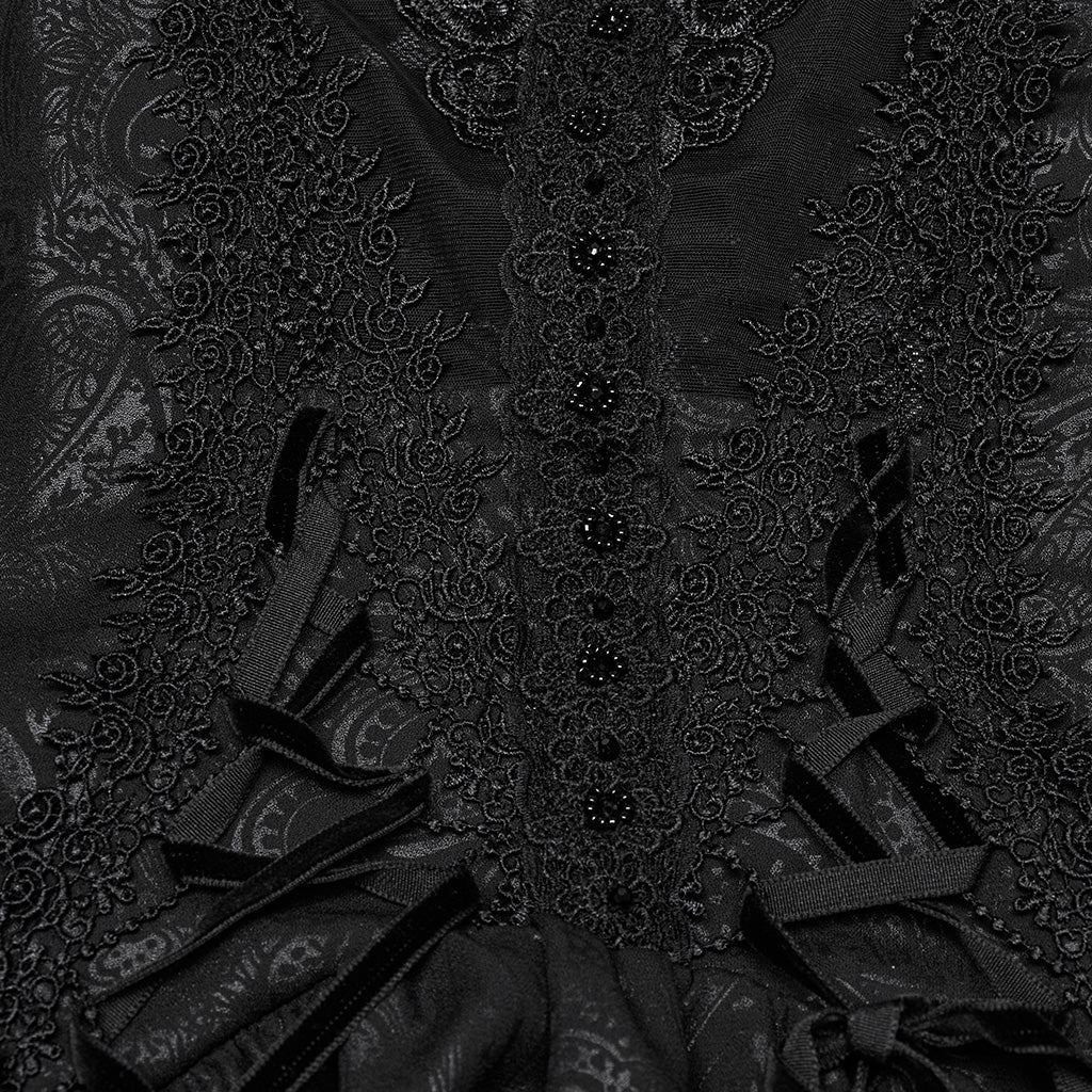 WQ-865LQF Gothic Dress Off Shoulder Lace Asymmetric Hem Steampunk Style