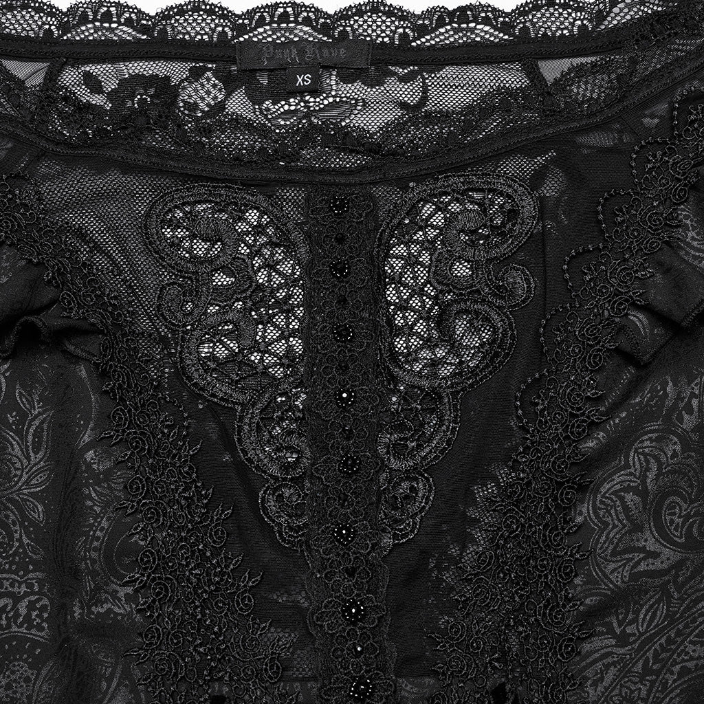 WQ-865LQF Gothic Dress Off Shoulder Lace Asymmetric Hem Steampunk Style