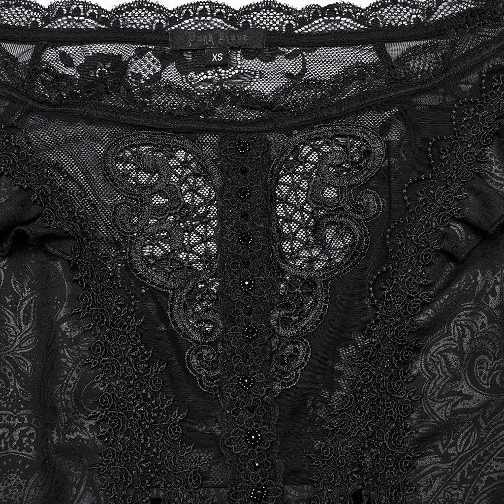 WQ-865LQF Gothic Dress Off Shoulder Lace Asymmetric Hem Steampunk Style