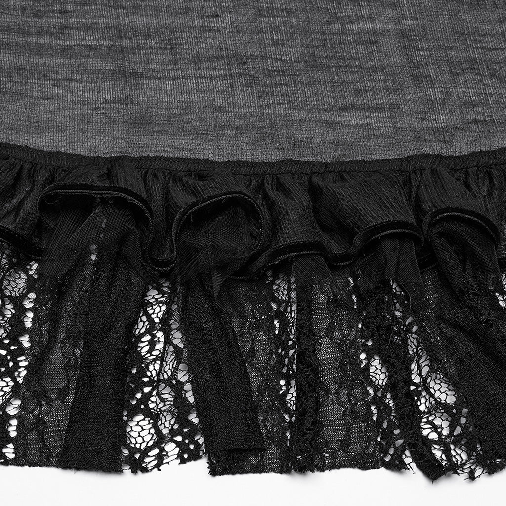 WQ-868BQF Victorian Lace Layered Gothic Skirt Steampunk Detail Asymmetrical Design