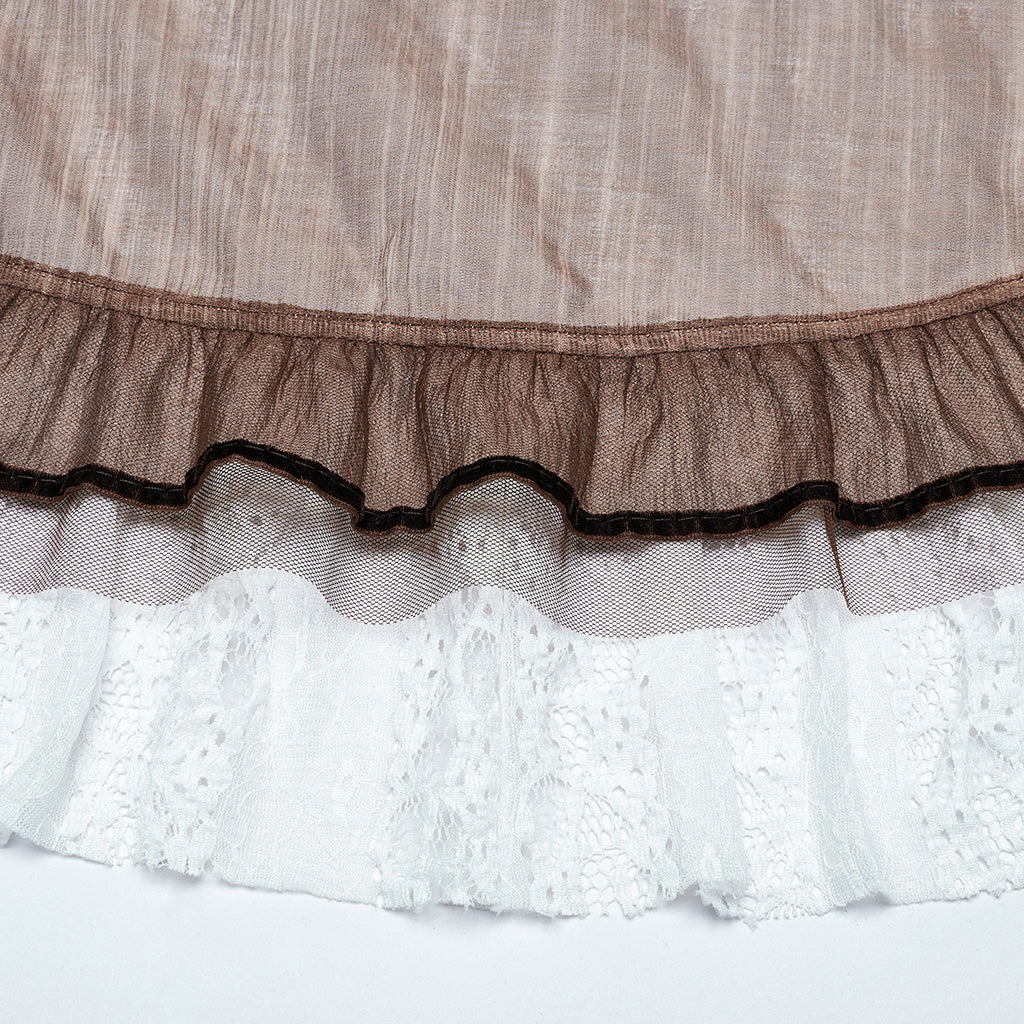 WQ-868BQF Victorian Lace Layered Gothic Skirt Steampunk Detail Asymmetrical Design