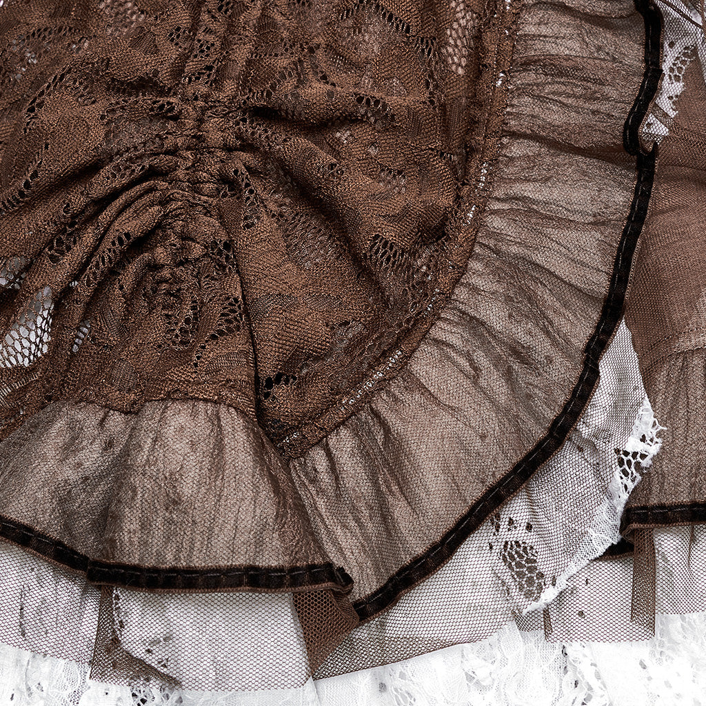 WQ-868BQF Victorian Lace Layered Gothic Skirt Steampunk Detail Asymmetrical Design