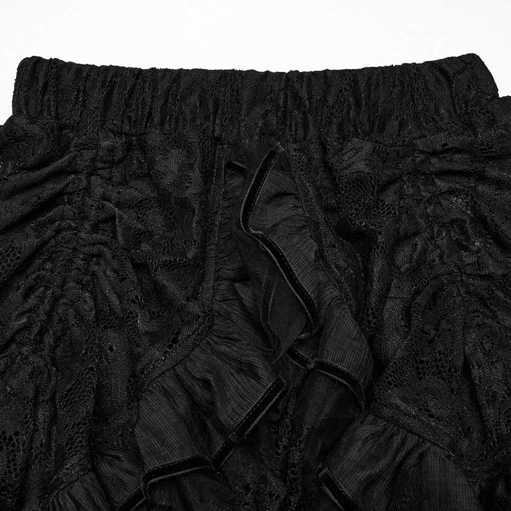 WQ-868BQF Victorian Lace Layered Gothic Skirt Steampunk Detail Asymmetrical Design