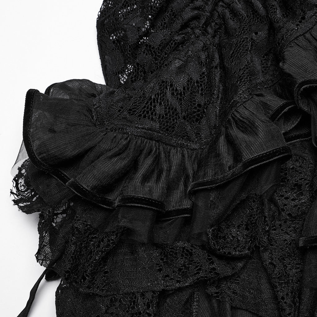 WQ-868BQF Victorian Lace Layered Gothic Skirt Steampunk Detail Asymmetrical Design