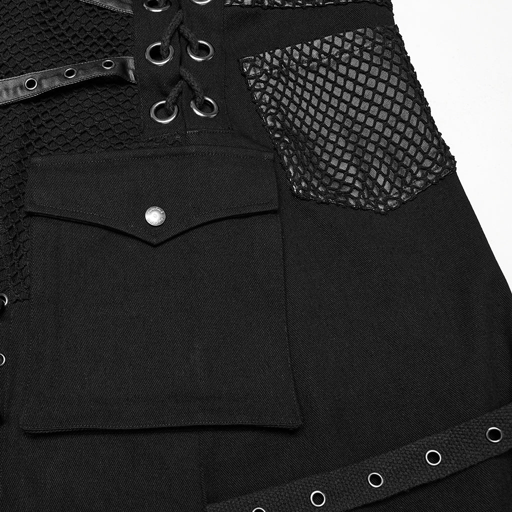 WQ-872BQM Punk Skirt Gothic Buckle Straps Eyelet Accent Industrial Style
