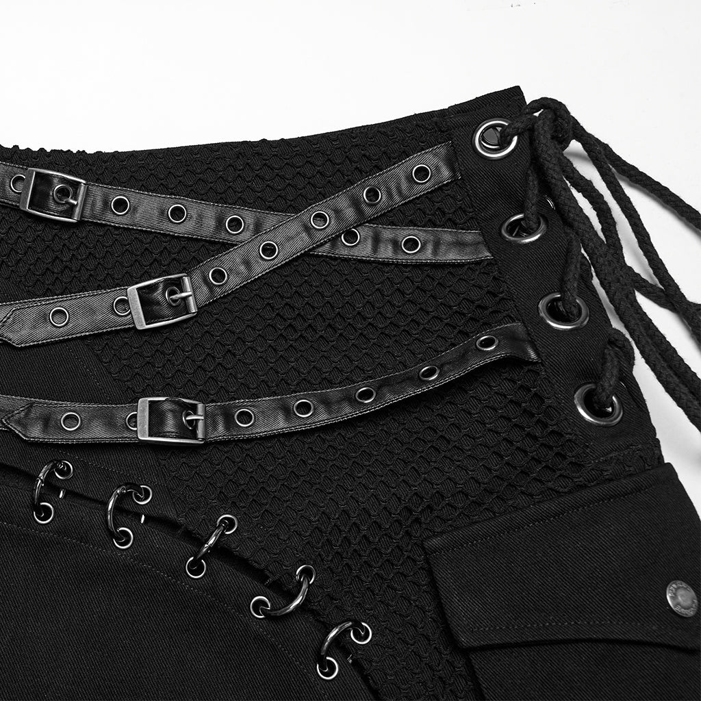 WQ-872BQM Punk Skirt Gothic Buckle Straps Eyelet Accent Industrial Style