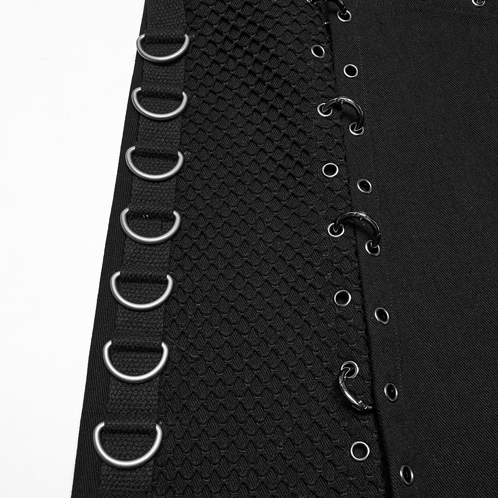 WQ-872BQM Punk Skirt Gothic Buckle Straps Eyelet Accent Industrial Style