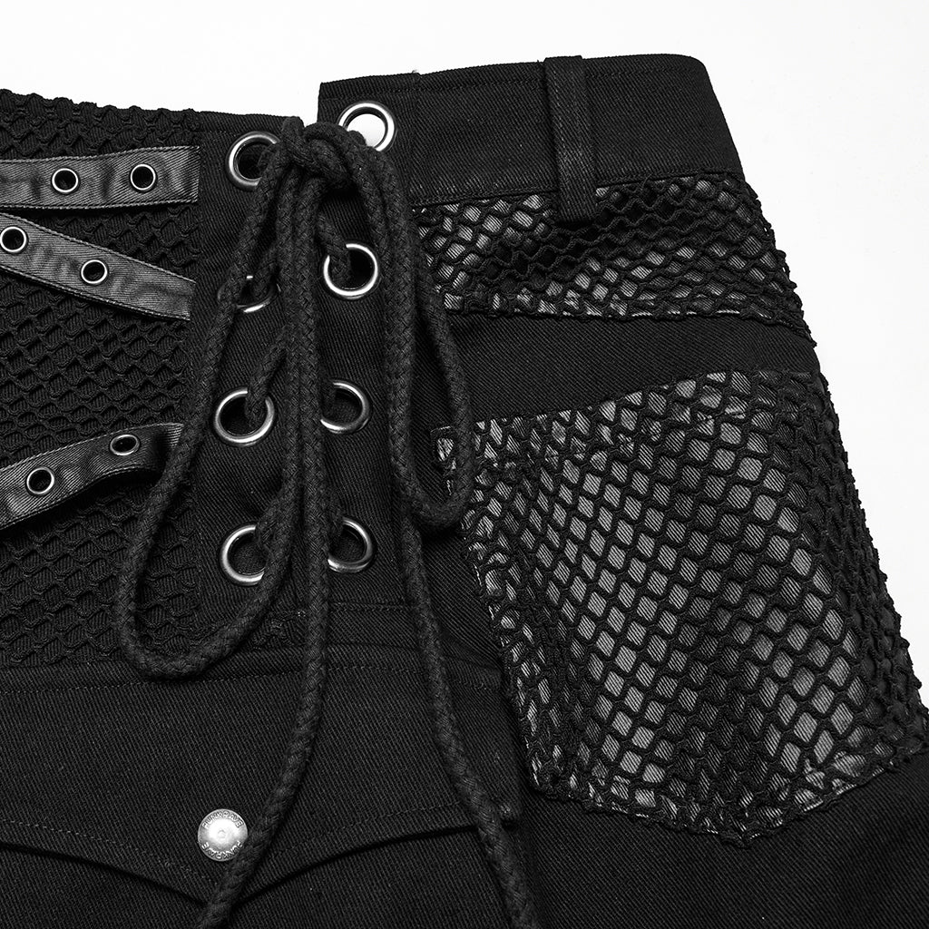 WQ-872BQM Punk Skirt Gothic Buckle Straps Eyelet Accent Industrial Style