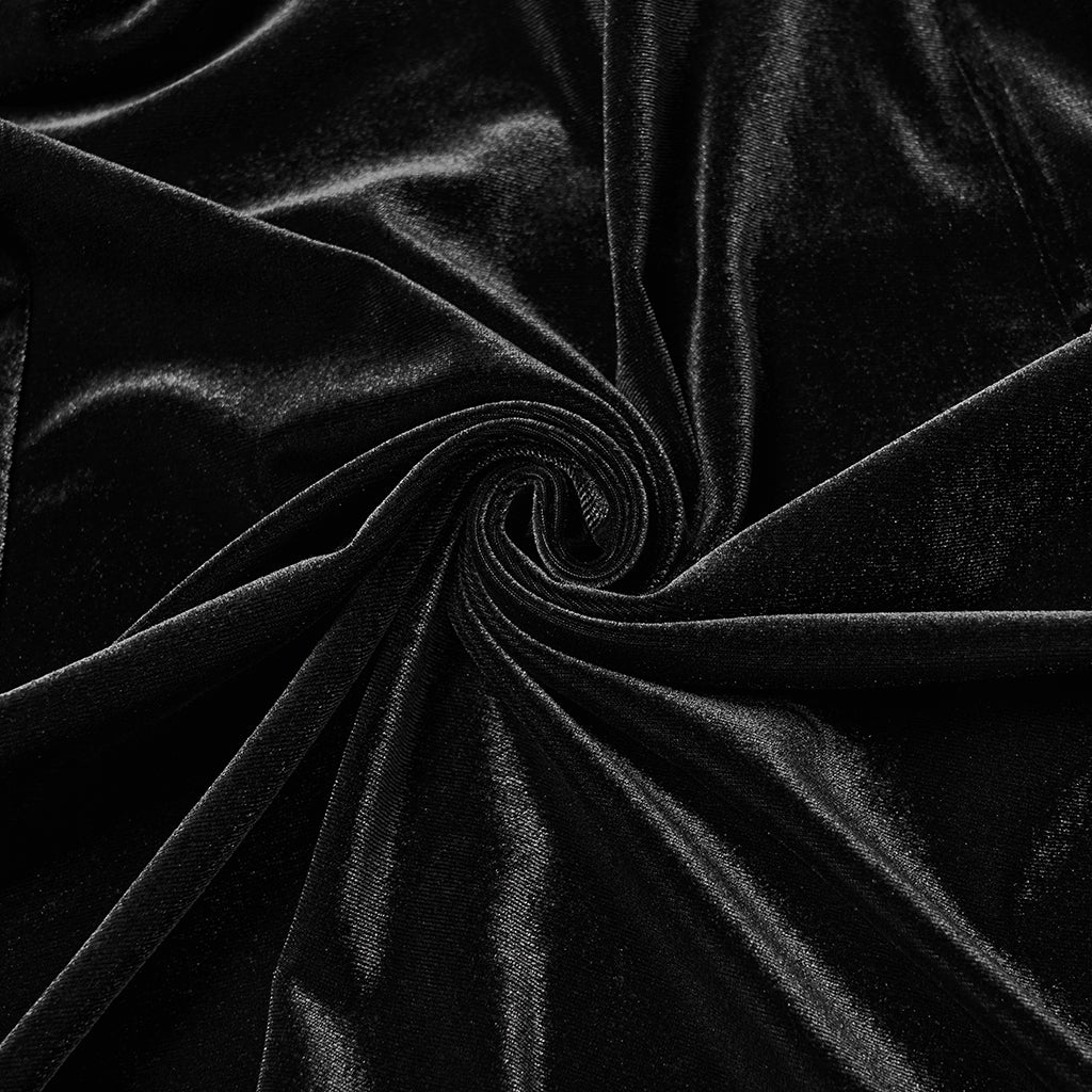 WQ-874LQF Velvet Gothic Dress with Sheer Sleeves and Lace Detailing