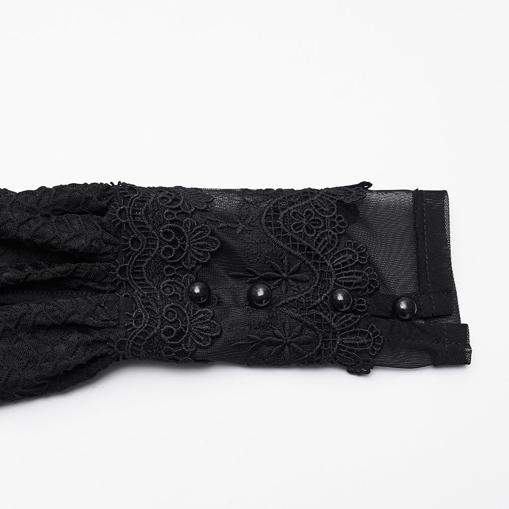 WQ-887LQF Long Black Gothic Dress Cold Shoulder Lace-Up Detail
