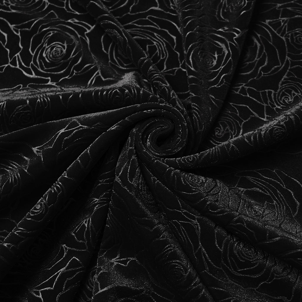 WQ-896LQF Gothic Dress Long Burgundy Velvet Lace Detail Maxi Gown