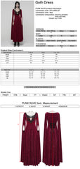 WQ-896LQF Gothic Dress Long Burgundy Velvet Lace Detail Maxi Gown
