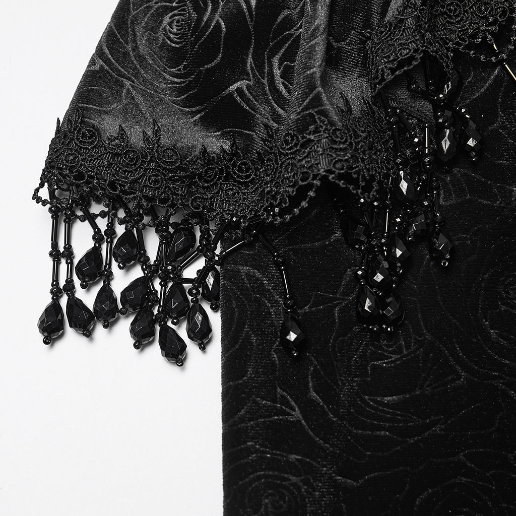 WQ-897BQF Gothic Skirt Victorian Lace Ruffled High-Low Velvet Design