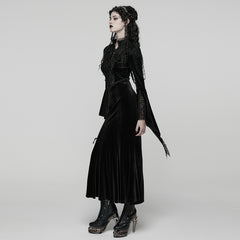 WQ-898LQF Black Lace Vintage Inspired Gothic Maxi Dress