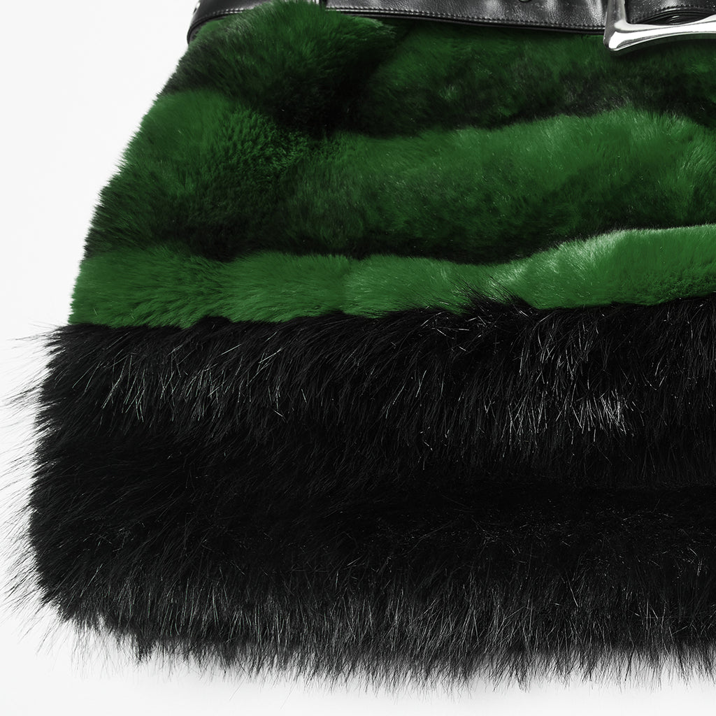WQ-907BQF Gothic Velvet Faux Fur Belted Punk Skirt