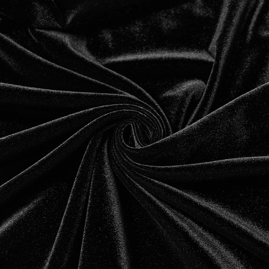 WQ-913LQF Elegant Velvet Hooded Gothic Dress Floor-Length Black Gown