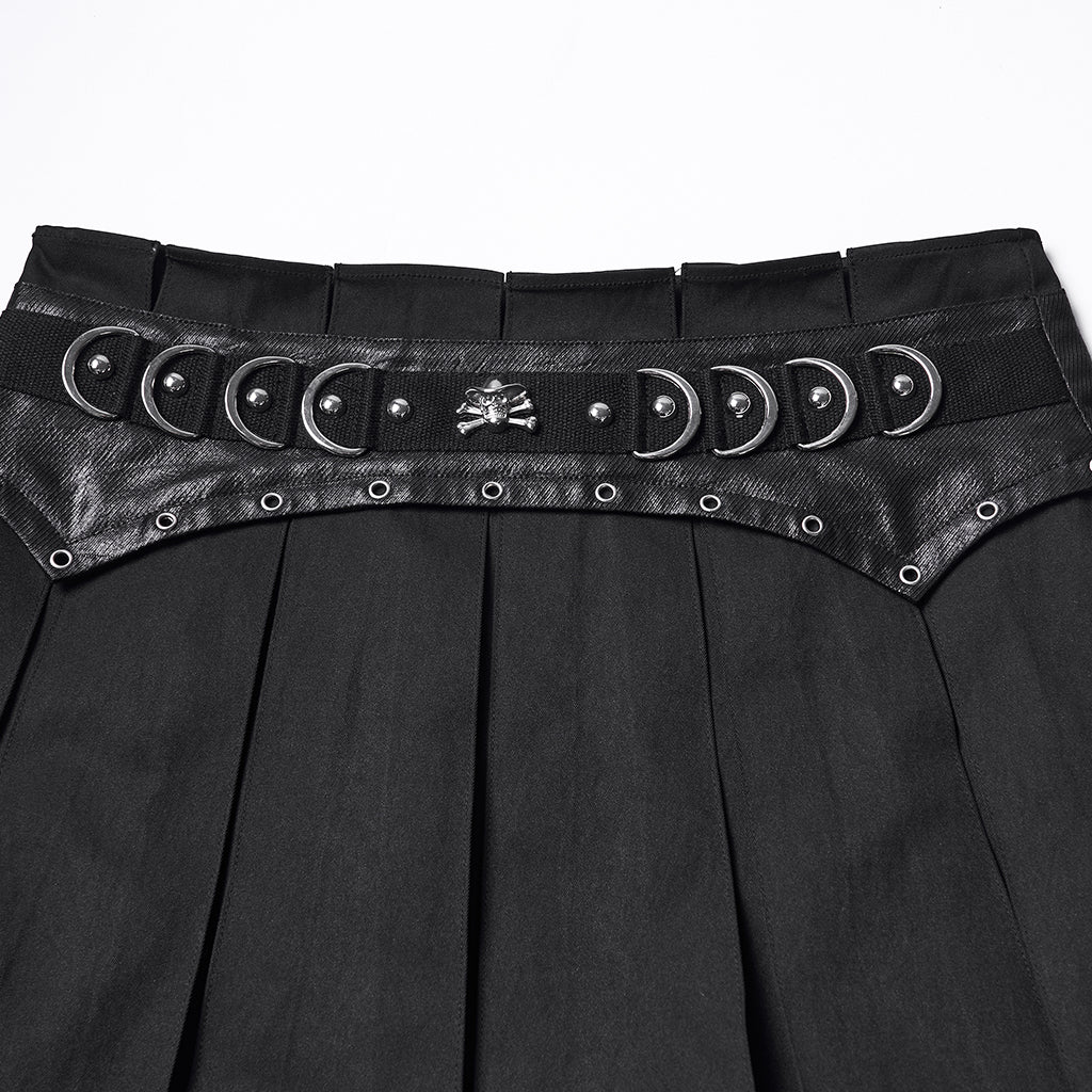 WQ-914BQF Edgy Pleated Punk Skirt with Bold Belt Design