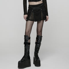 WQ-918BQF Edgy Black Punk Skirt with Zipper and Pocket Details