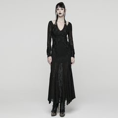 WQ-919LQF Elegant Black Lace Long Sleeve Gothic Dress