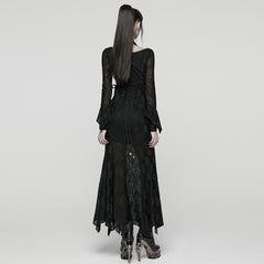 WQ-919LQF Elegant Black Lace Long Sleeve Gothic Dress