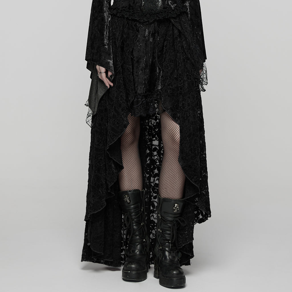 WQ-924BQF Victorian Gothic Skirt Layered Lace High-Low Hem Design