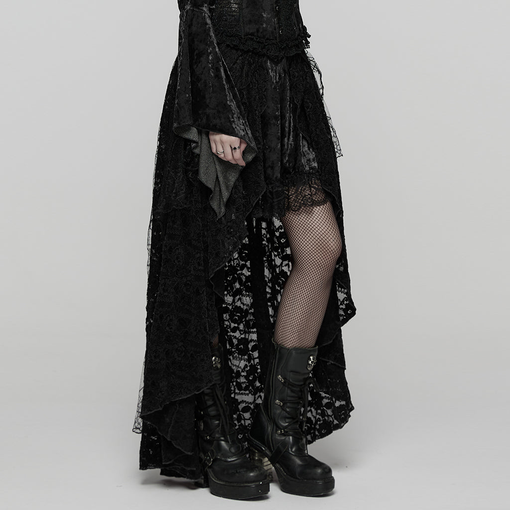 WQ-924BQF Victorian Gothic Skirt Layered Lace High-Low Hem Design