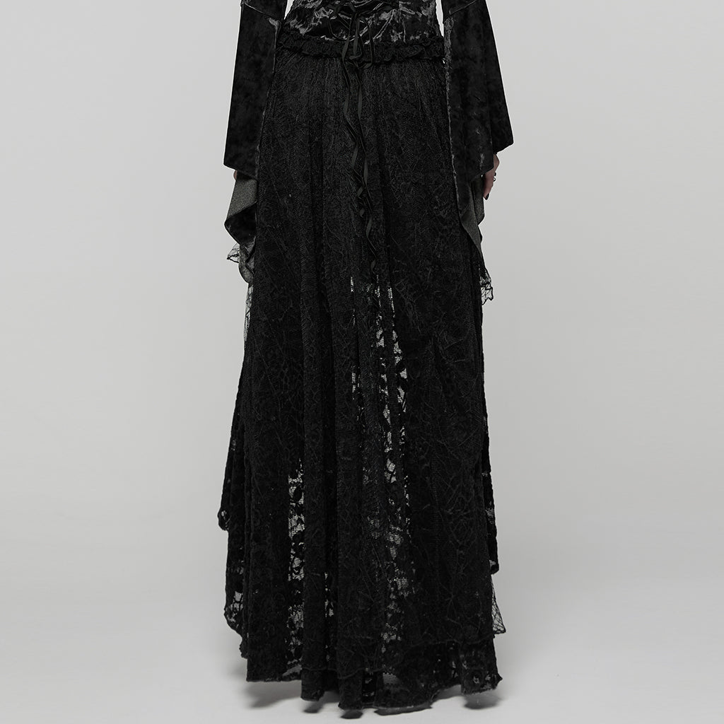 WQ-924BQF Victorian Gothic Skirt Layered Lace High-Low Hem Design