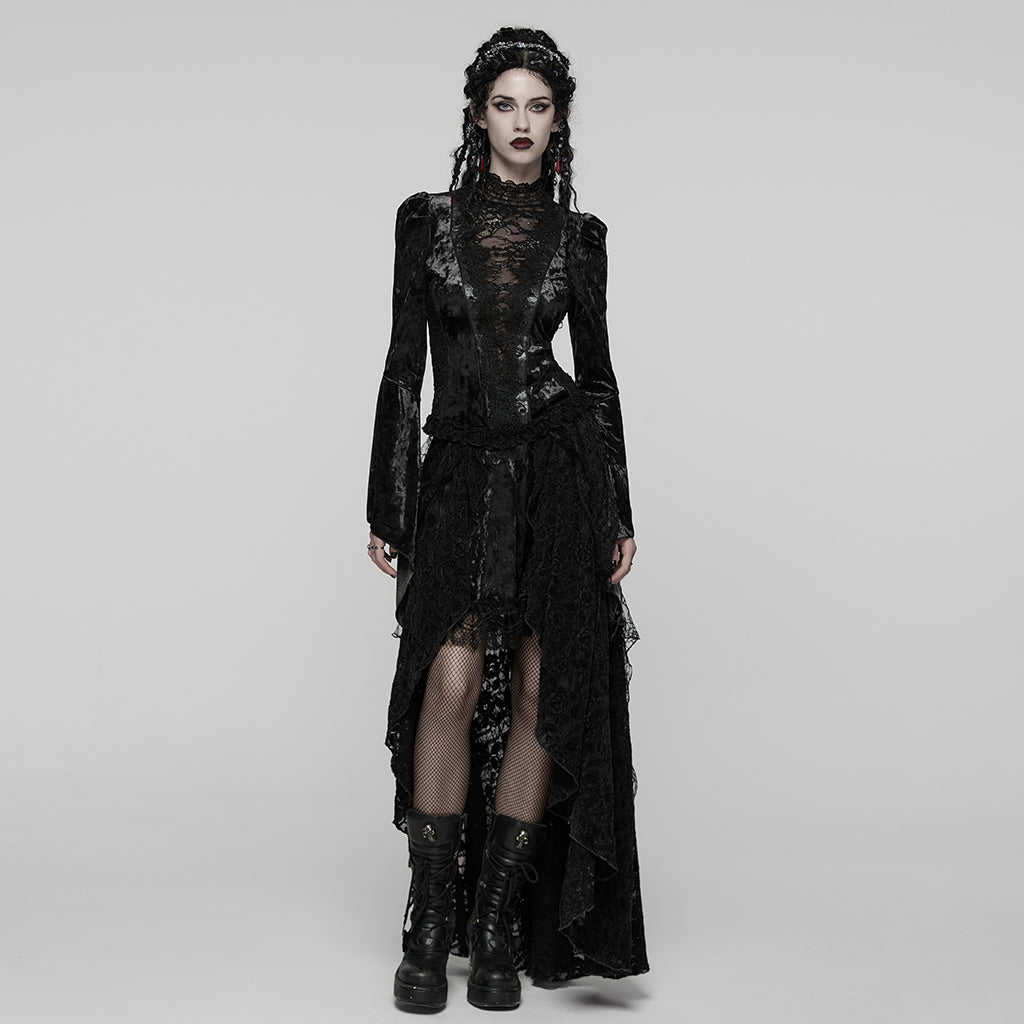 WQ-924BQF Victorian Gothic Skirt Layered Lace High-Low Hem Design