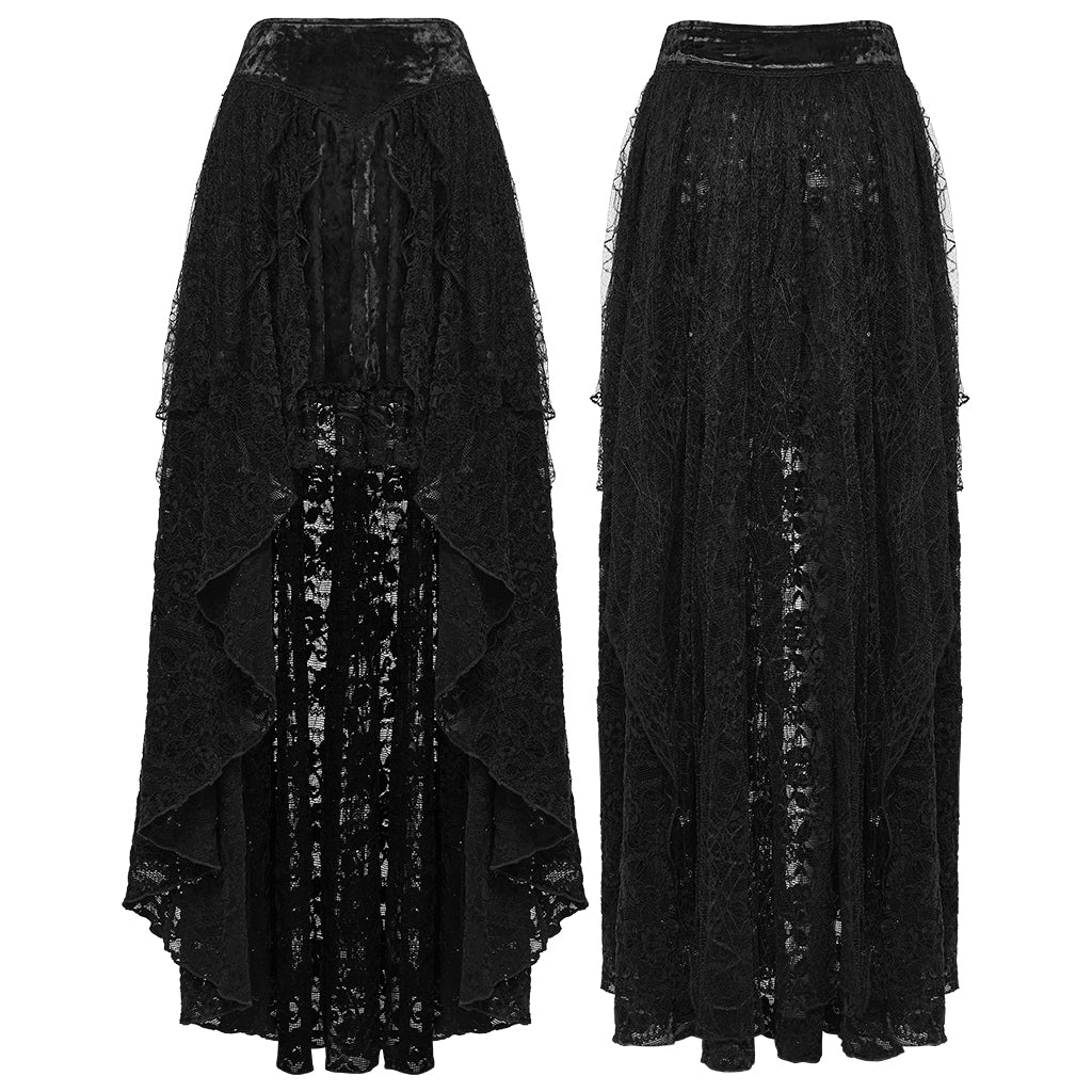 WQ-924BQF Victorian Gothic Skirt Layered Lace High-Low Hem Design