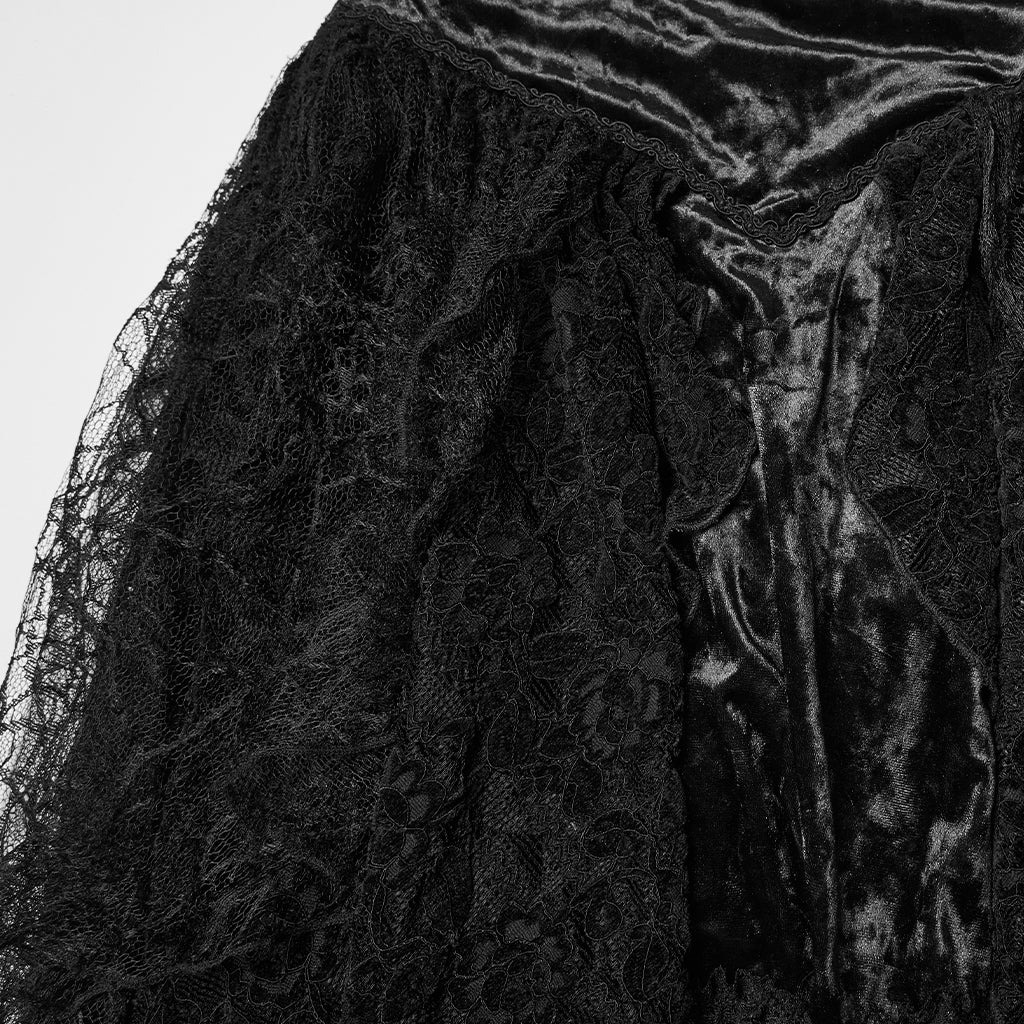 WQ-924BQF Victorian Gothic Skirt Layered Lace High-Low Hem Design