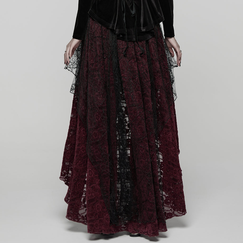 WQ-924BQF Victorian Gothic Skirt Layered Lace High-Low Hem Design