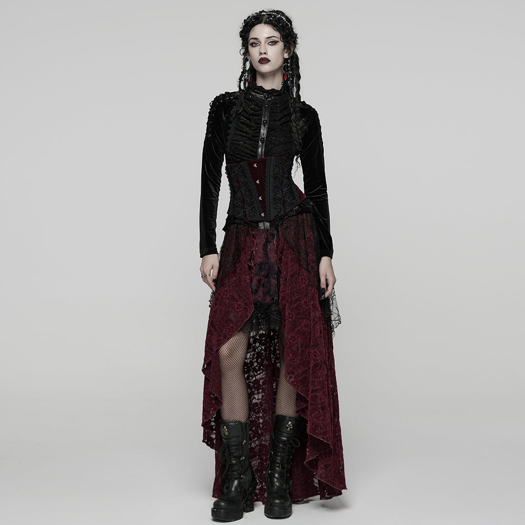 WQ-924BQF Victorian Gothic Skirt Layered Lace High-Low Hem Design