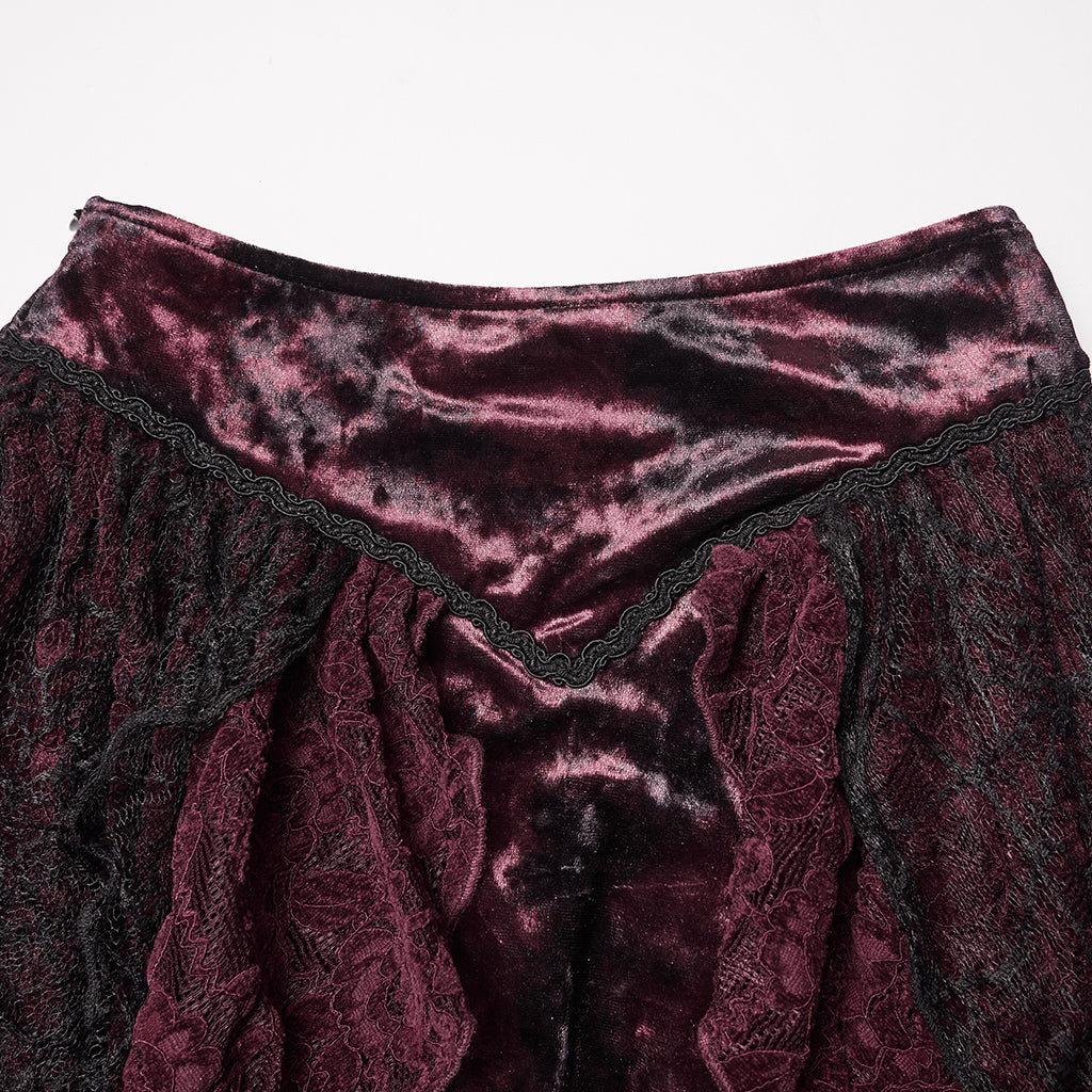 WQ-924BQF Victorian Gothic Skirt Layered Lace High-Low Hem Design