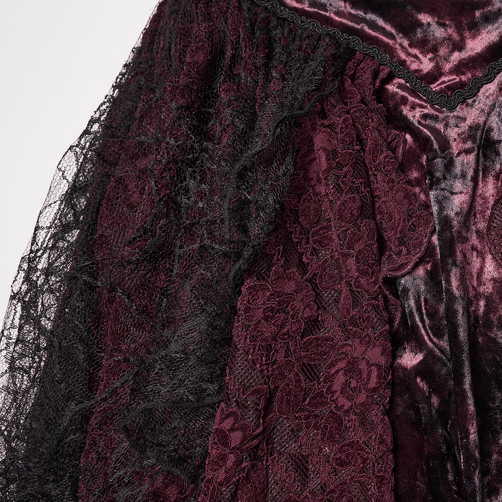 WQ-924BQF Victorian Gothic Skirt Layered Lace High-Low Hem Design