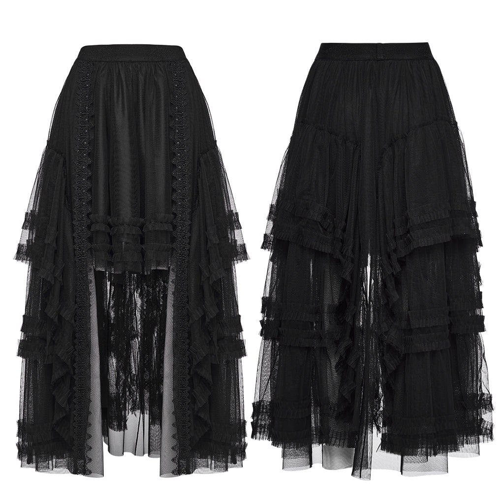 WQ-927BQF Elegant Gothic Skirt Lace Layered High-Low Hem Design