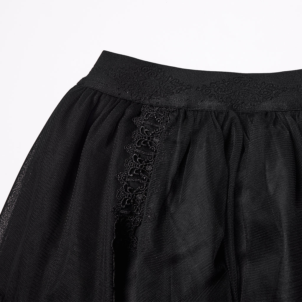 WQ-927BQF Elegant Gothic Skirt Lace Layered High-Low Hem Design