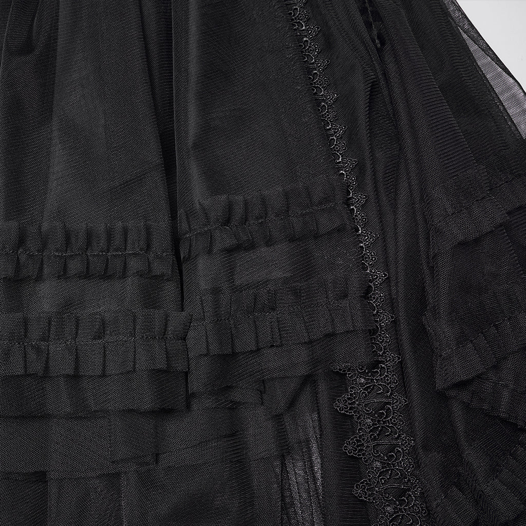 WQ-927BQF Elegant Gothic Skirt Lace Layered High-Low Hem Design