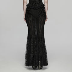 WQ-938BQF Gothic Dress Sheer Lace Long Sleeve Victorian Ruffle Skirt