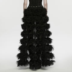 WQ-946BQF Gothic Skirt Layered Ruffled Tulle High-Low Design Fishnet Detail