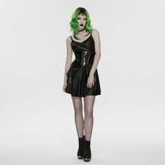 WQ-956LQF Gothic Strap Studded Leather Punk Dress Dark Aesthetic