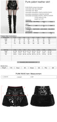 WQ-987BQF Gothic Black Patent Leather Punk Skirt with Buckle Details