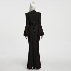WQ-991LQF Gothic Dress Long Lace Keyhole Flared Sleeves Vintage Style